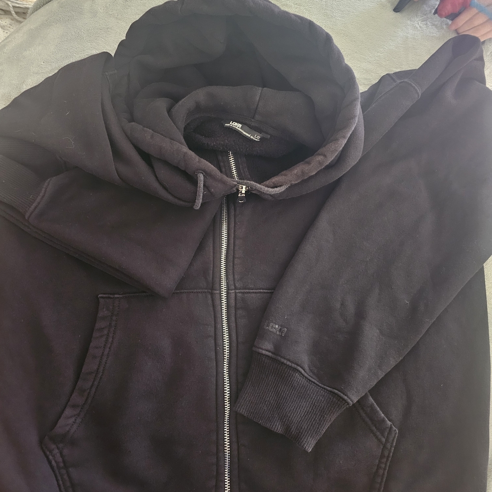 LCKR Men's Black Zip Hoodie Jacket with Full Zip Closure